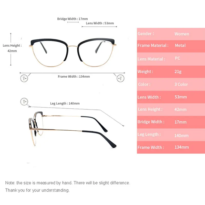 

LUCIDIE Fashion Women Anti Blue Ray Eyeglasses Metal Optical Spectacles Myopia Glasses Frame Cat Eye Vintage Female Eye Glasses