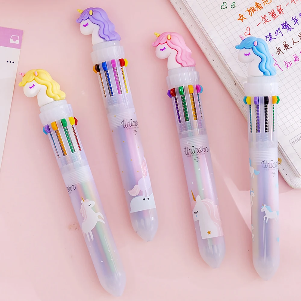 Cute Unicorn 10 Colors Ballpoint Pen Writing Tool Kawaii Rollerball Pen School Office Supply Gift Stationery Papelaria Escolar images - 6