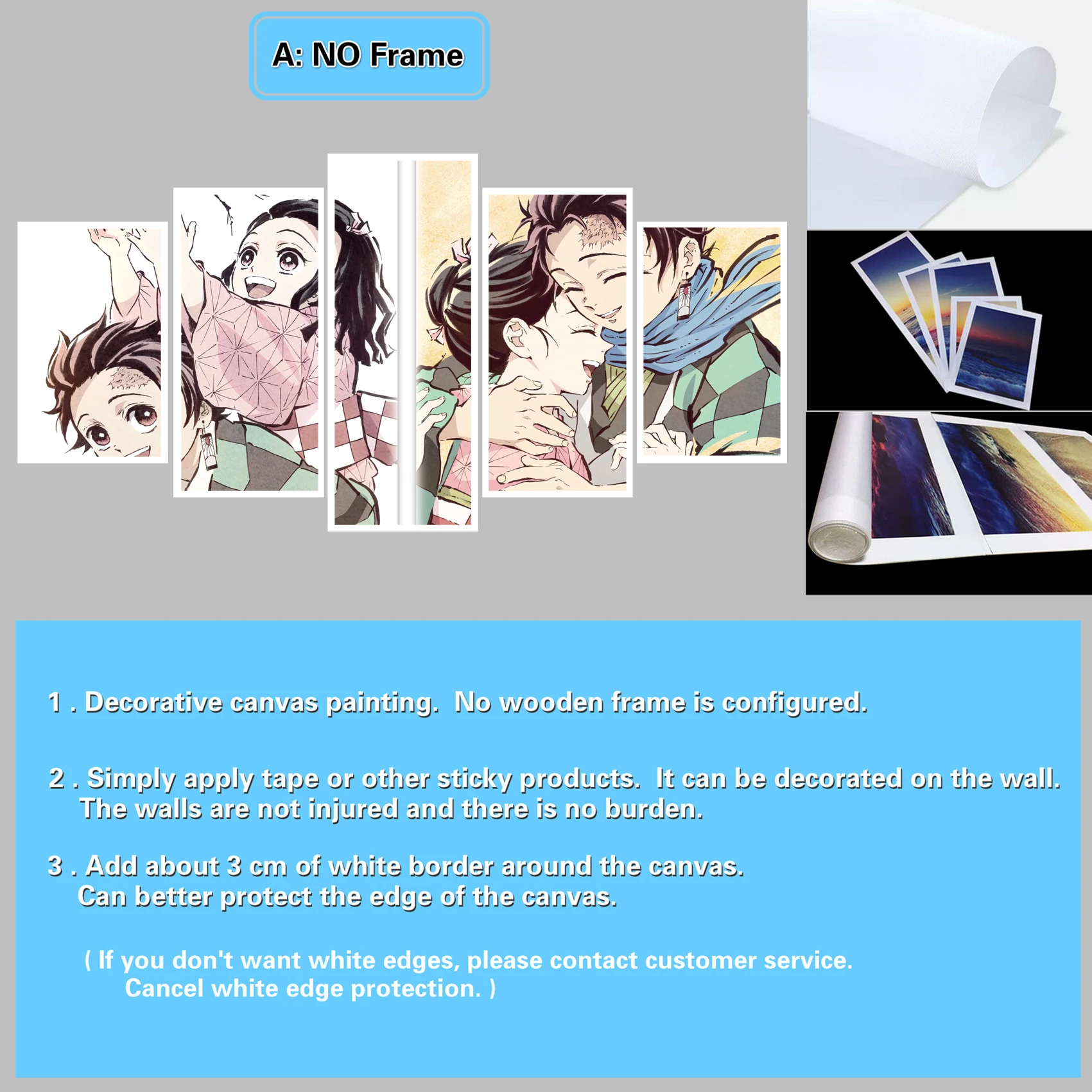 5 шт. HD аниме мальчик и девочка Настенная картина рассекающий демонов киметсу No