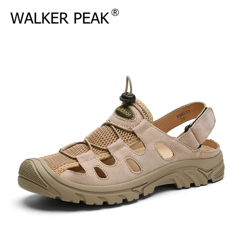 

Size 38-44 Mens Sandals Comfort Genuine Leather Summer High Quality Beach Slippers Casual Footwear Outdoor Beach Shoes 2021 New