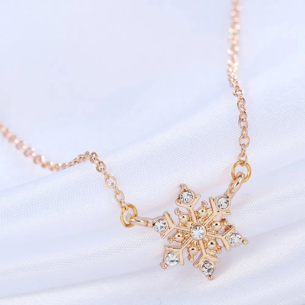 Женское Ожерелье со снежинками роскошное модное ожерелье с подвесками в форме