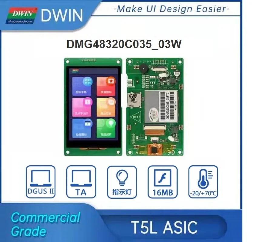 DWIN 3,5-дюймовый 480*320 HMI интеллектуальный модуль UART TFT LCD дисплея для STM32 ESP32 PLC сенсорная панель DMG48320C035_03W on.
