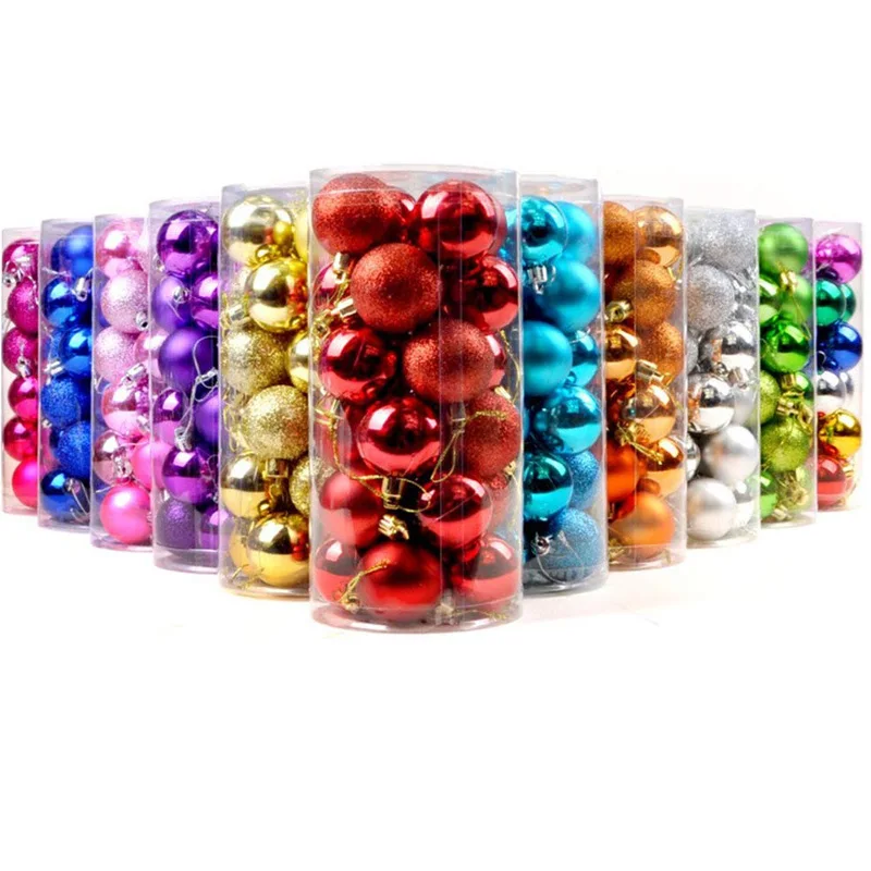 

24pcs Christmas Tree Balls Home Decoration Wedding Party Hanging Ornament Bauble Drop Pendant Xmas Mini Colorful Plastic Globule