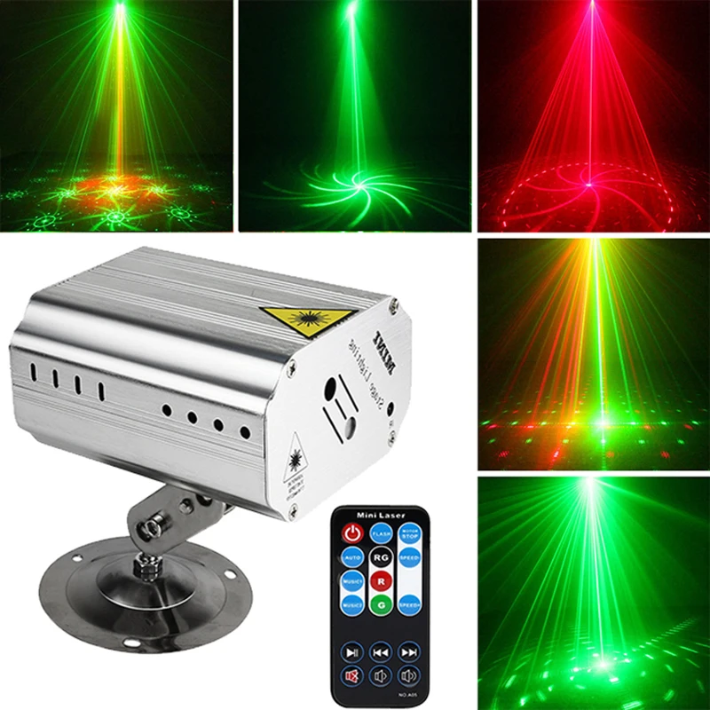 

Disco Stage Light Projector DJ Laser With Controller Club Party Lamp Voice Control Or Auto Model Music Rhythm Flash Light
