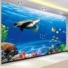 Фотообои на заказ, 3D настенная роспись с изображением океана, подводного мира, морской черепахи, рыб, для гостиной, детской комнаты, спальни, декоративные обои