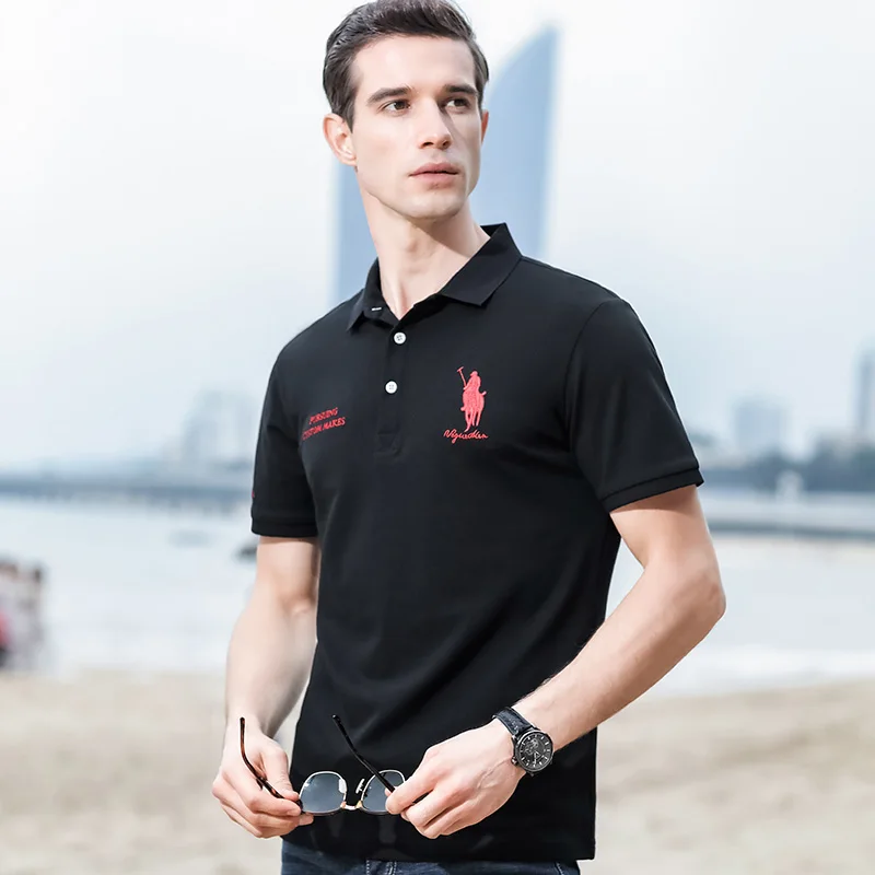 Высококачественная рубашка поло с короткими рукавами Мужская модная брендовая