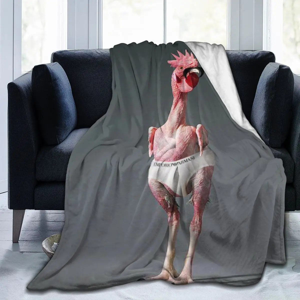 

Manta de lana con estampado 3D de pollo, colcha con estampado de animal, ropa de cama retro, suave y cuadrada para picnic