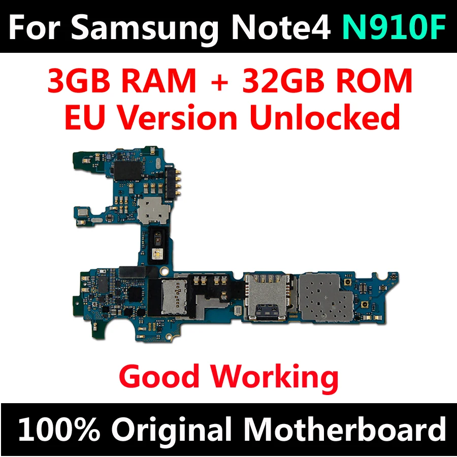 Для samsung Galaxy Note 4 N910F оригинальная материнская плата с системой Android 32 Гб Заводская разблокировка IMEI завершенная логическая плата