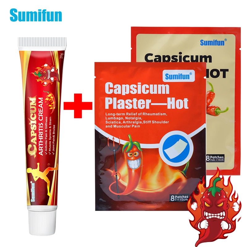 

16pcs Sumifun Hot Pepper Plaster +20g Capsicum Cream For Rheumatoid Arthritis joint Knee Pain Relief Patches Arthritis Ointment