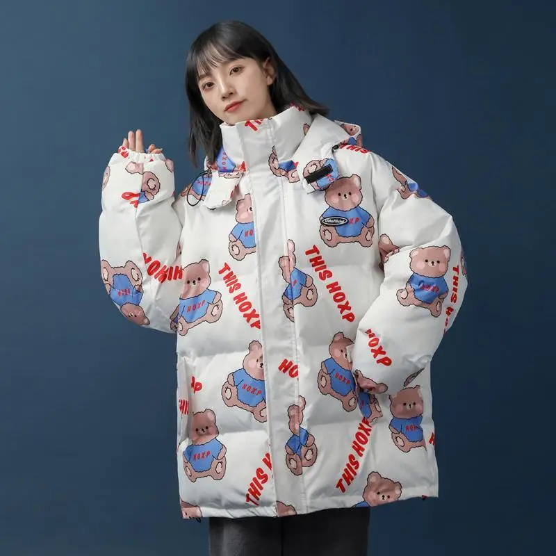 

Winter cartoon bear coat women's loose cotton padded clothes