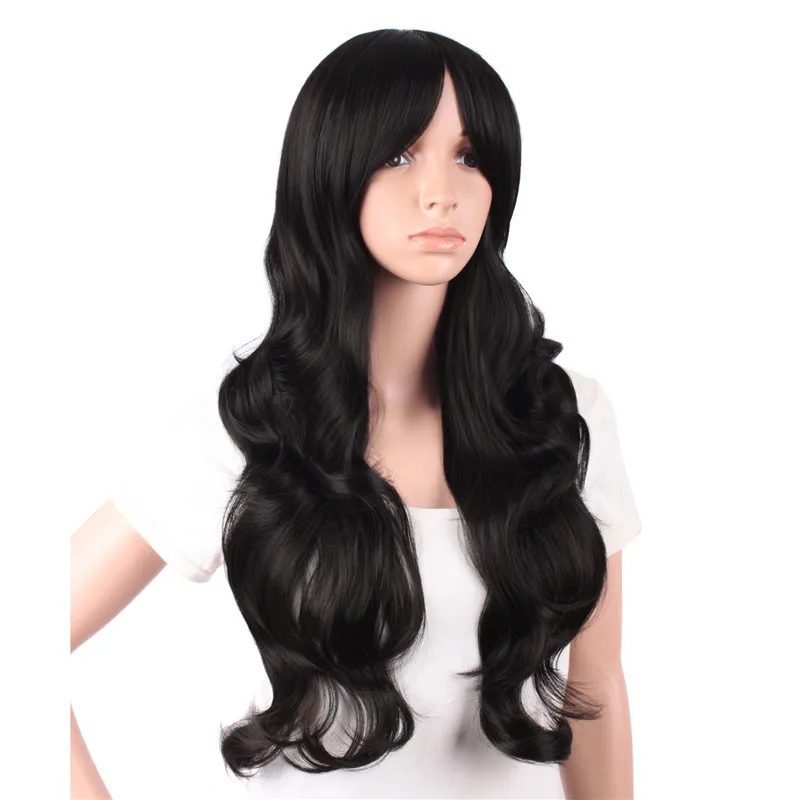 MapofBeauty длинные волнистые женские парики с челкой черный светильник