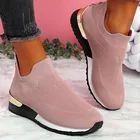 Кроссовки женские без шнуровки, Вулканизированная подошва, однотонные, повседневная спортивная обувь, 2021