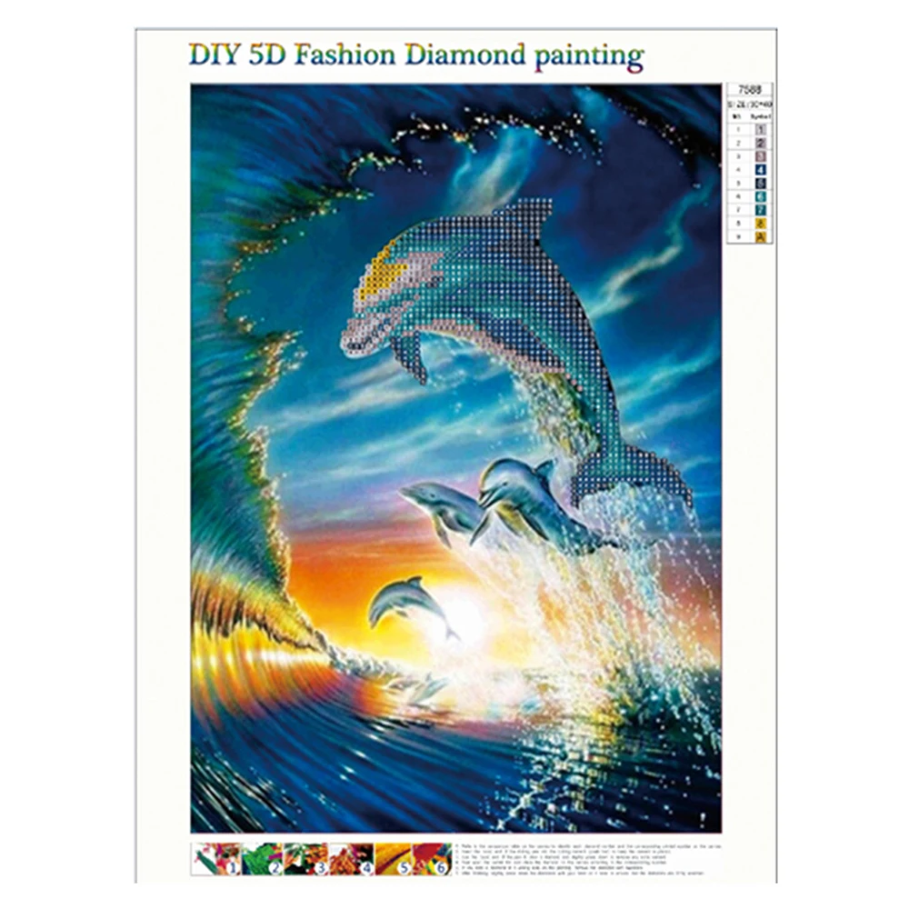 Частичная дрель круглая Алмазная картина 5D Сделай Сам океанские животные