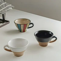 japanese style creative ceramic coffee cup personality retro coffee latte striped breakfast cup water cup