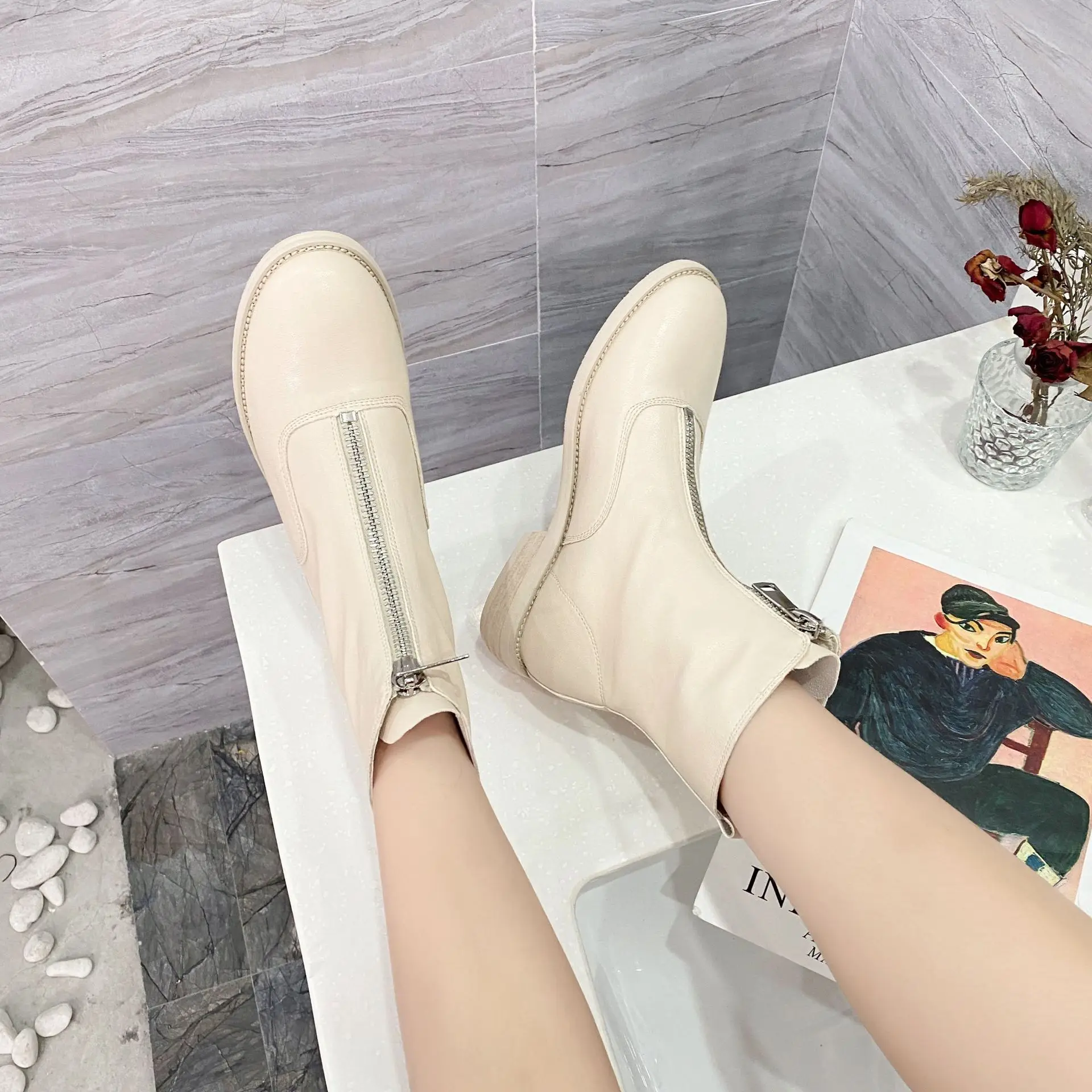 

boots boots, women's leather British medium New front heighten boots,