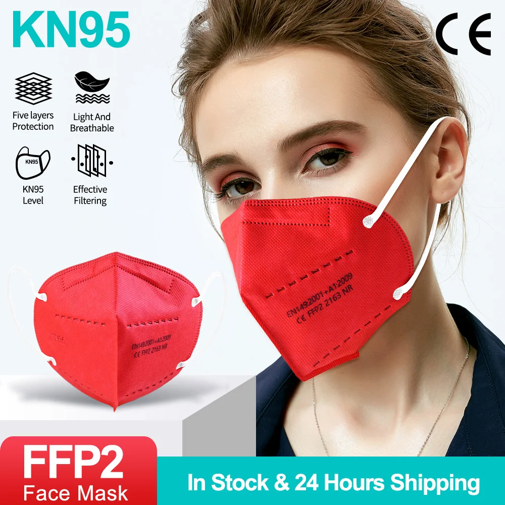 

10-200pcs KN95 Face Mask Dustproof Protective Mouth Masks Respirator 5 Layer Filter Breathable FFP2 Masque Mondkapje Mascarillas