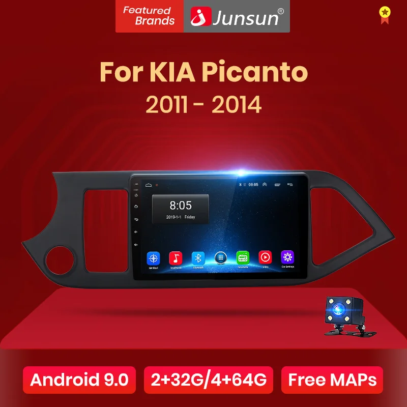 Junsun V1 2G+ 32G Android 9,0 для KIA Picanto 2011- Автомобильный Радио Мультимедиа Видео плеер навигация gps 2 din dvd