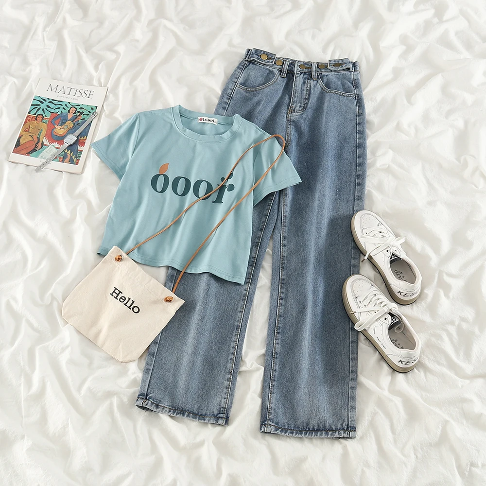 Женская летняя футболка с коротким рукавом новинка короткий топ в Корейском