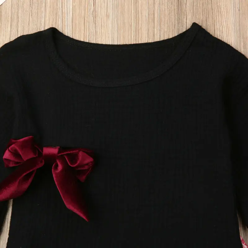 

Newborn Baby Girl Clothes Long Sleeve Bowknot Tops+Flower Leggings Pants Outfits