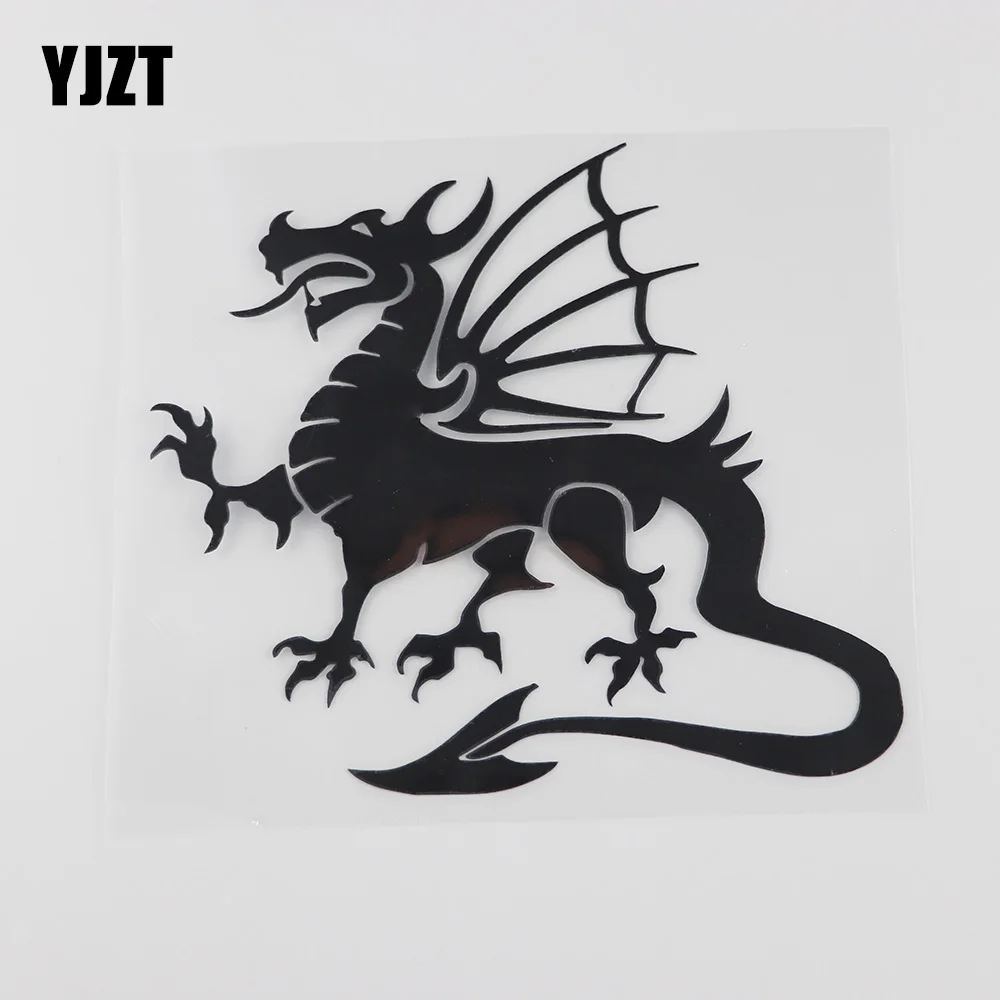 YJZT 16.4CMX14.4CM Art Decal Spitfire Dragon Tribe Symbol Sign Vinyl  Car Sticker Black /Silver  13C-0176