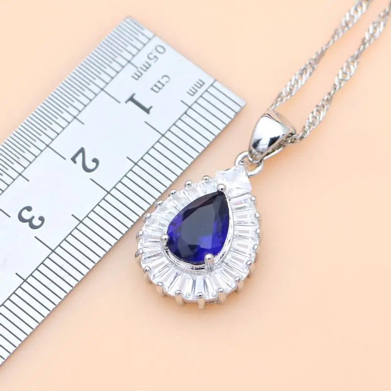 Женские Ювелирные наборы из серебра 925 пробы с голубым Сапфиром И белым топазом