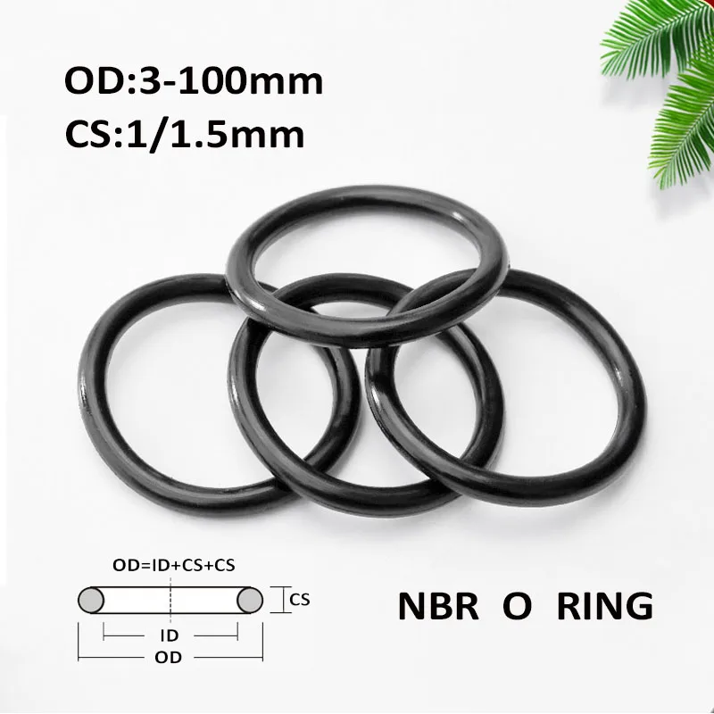 

CS 1mm/1.5mm OD3-103mm NBR Black O Ring Gasket Nitrile Rubber Corrosion Oil Resistant Seal Washer For Auto Hydraulic Components