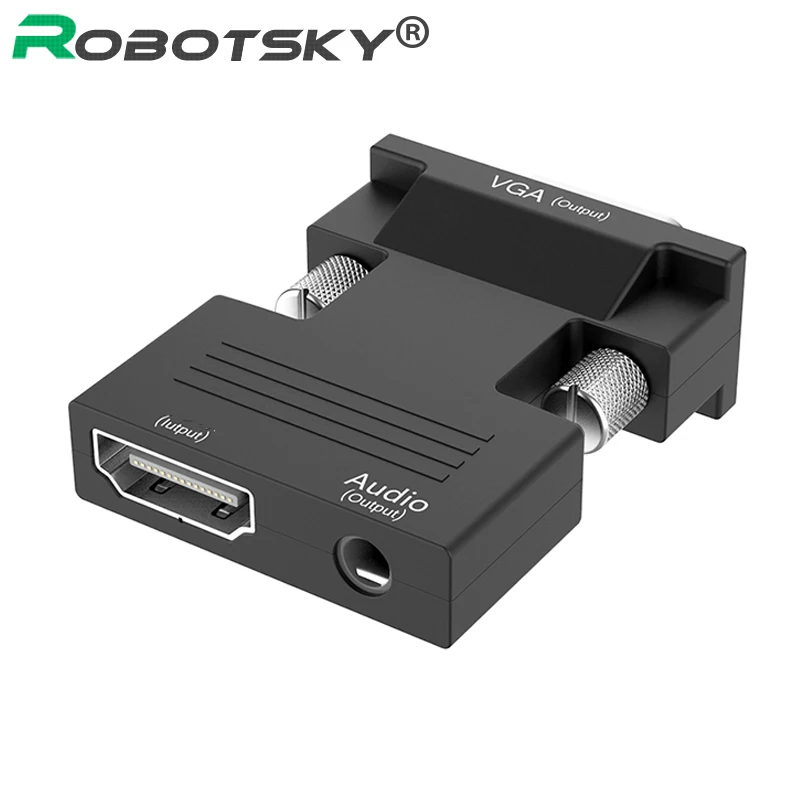 1080P HDMI-compatible to VGA Adapter Digital To Analog Audio Video Converter Cable for PC Laptop TV Box Projector