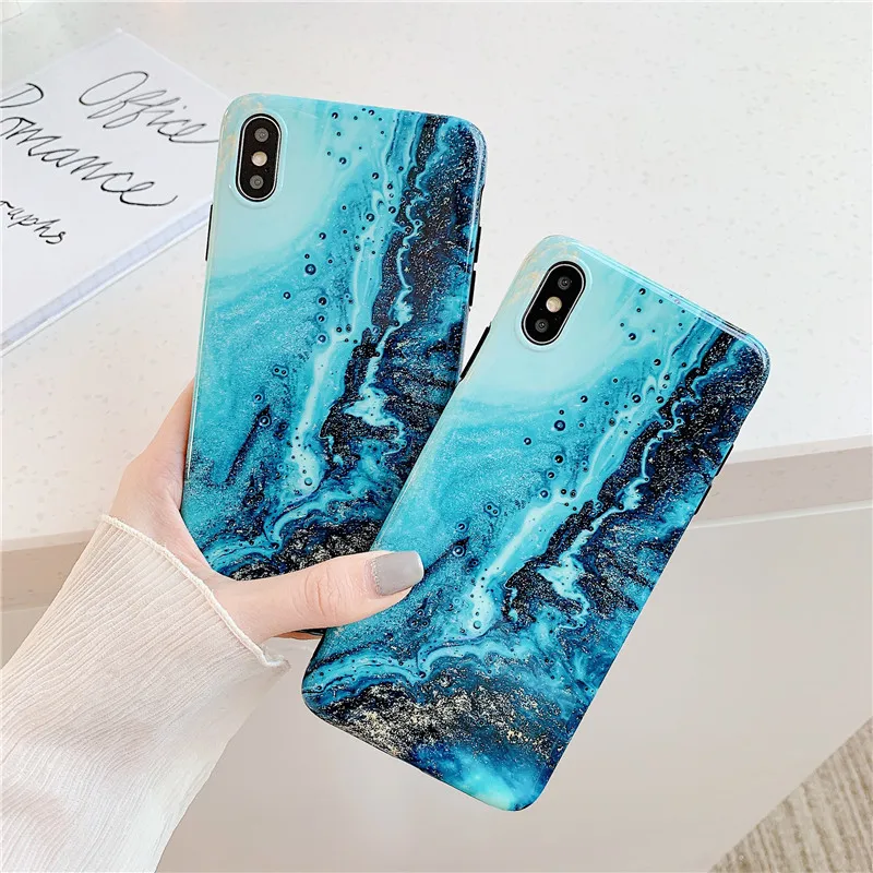 FLYKYLIN синий розовый мраморный чехол для iphone XS Max XR X 6 S 7 8 Plus задняя крышка мягкий IMD