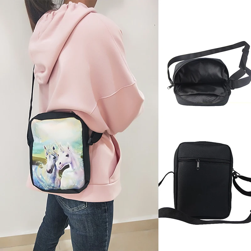 Миниатюрные сумки через плечо THIKIN для женщин и девочек милая черно белая сумка