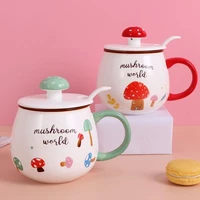new cartoon cute mushroom mug coffee cup ceramic mug office home breakfast mug creative printing mug for friends and relatives