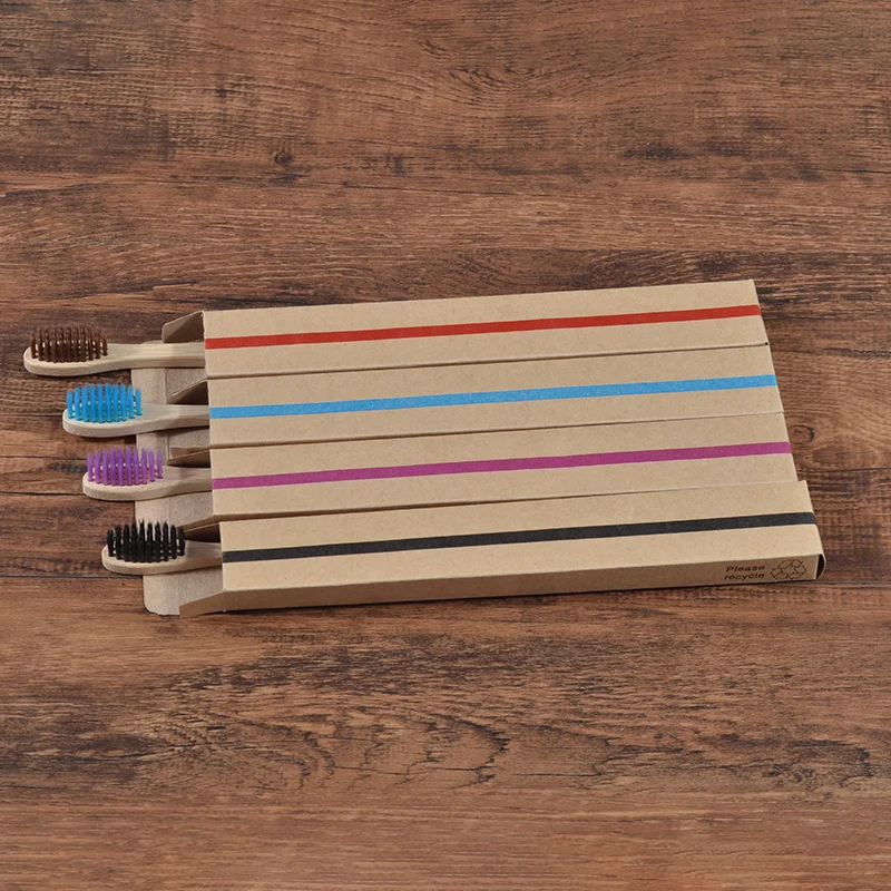 Экологичная бамбуковая зубная щетка деревянная с мягкой щетиной древесный уголь