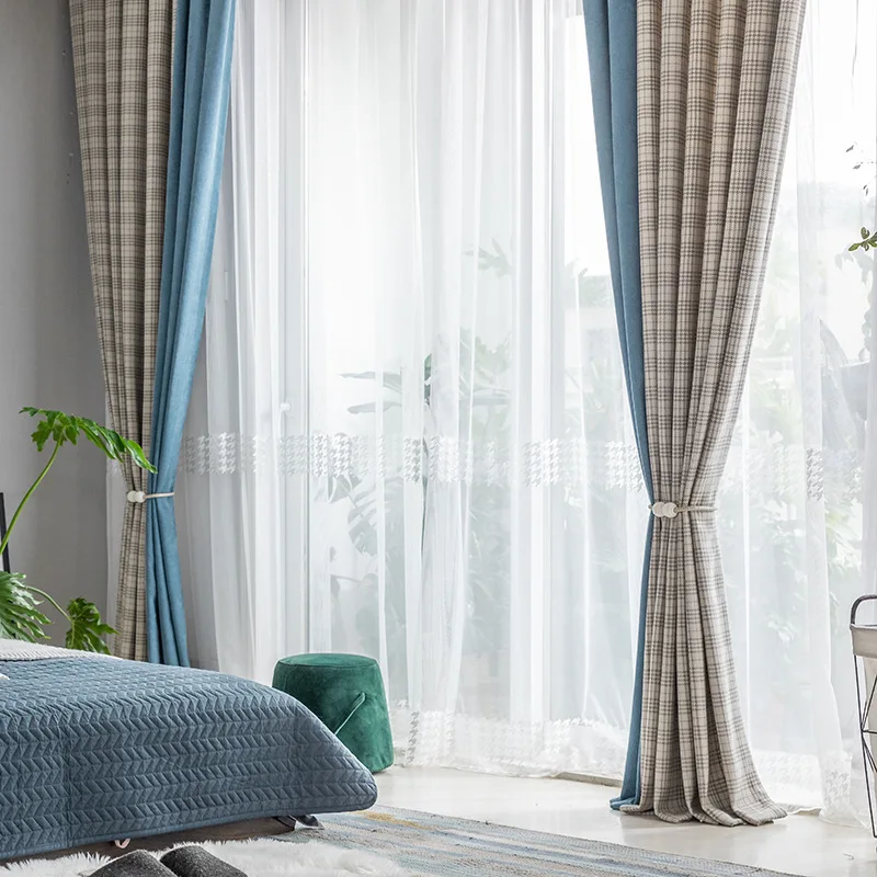 2021 британские клетчатые сращивающиеся светонепроницаемые шторы для гостиной