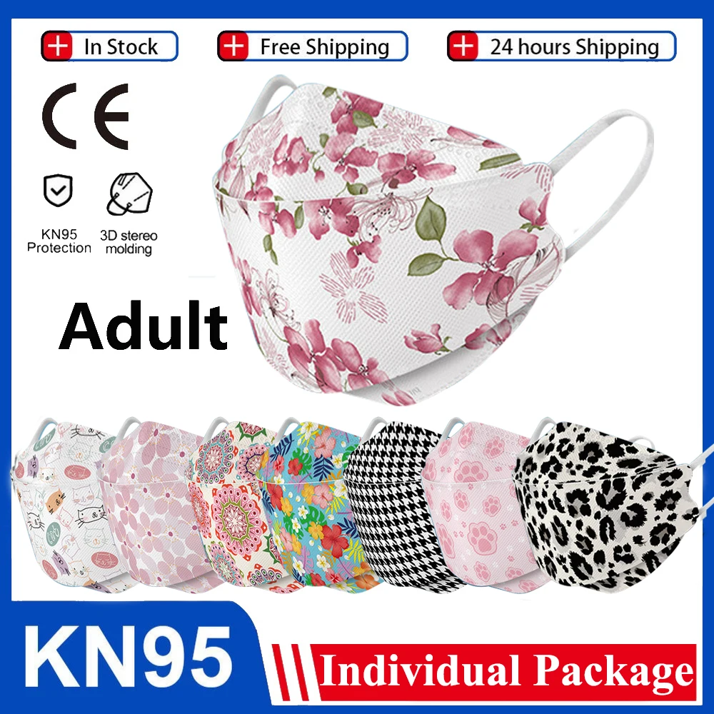 Корейская маска для лица Kn95 с принтом FPP2MASK kn95mask маски женские - Цена: 89.3