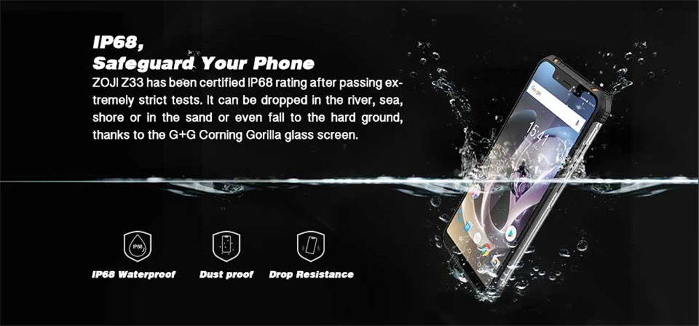 HOMTOM ZOJI Z33 Rugged Mobile Phone MT6739 1.3GHZ Quard Core 3GB 32GB 4600mAh 5.85Inch Dual sim Android 8.1 OTA OTG Face Unlock