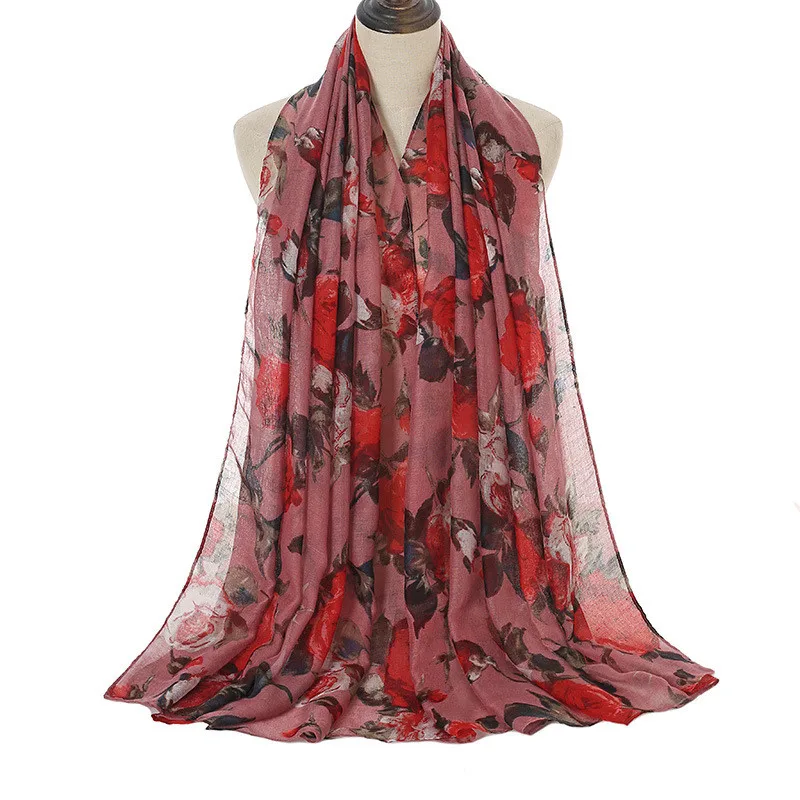 

2021 нового модного дизайна, контактные линзы, цветочный рисунок шаль из вискозы шарф Высокое качество шейный платок весна длинные платки мус...