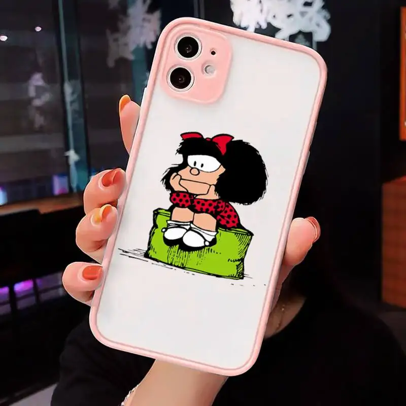 

Argentina Quino Mafalda cute girl Phone Cases matte transparent For iphone 7 8 11 12 plus mini x xs xr pro max cover