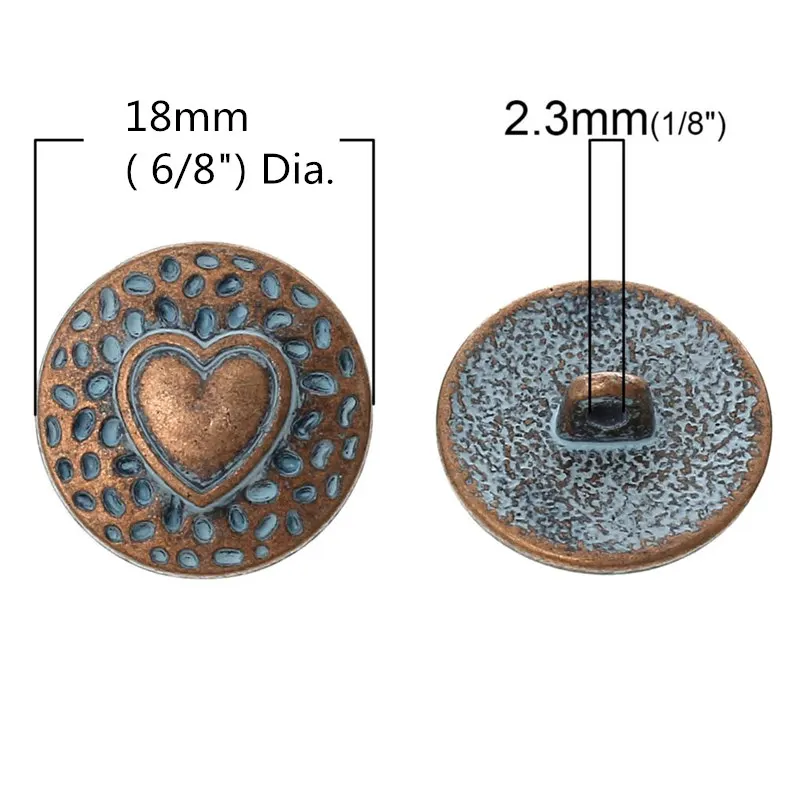 DoreenBeads металлические кнопки из цинкового сплава Круглые античные медные одно