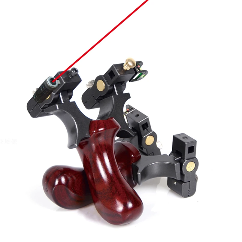 Laser Aiming Slingshot Resin Catapult with Flat Rubber Band High Precision Shooting Outdoor Hunting Sling Shot powerful hunting slingshot with rubber band tubing pu leather catapult tactical plastic pocket sling shot ball crossbow hunting