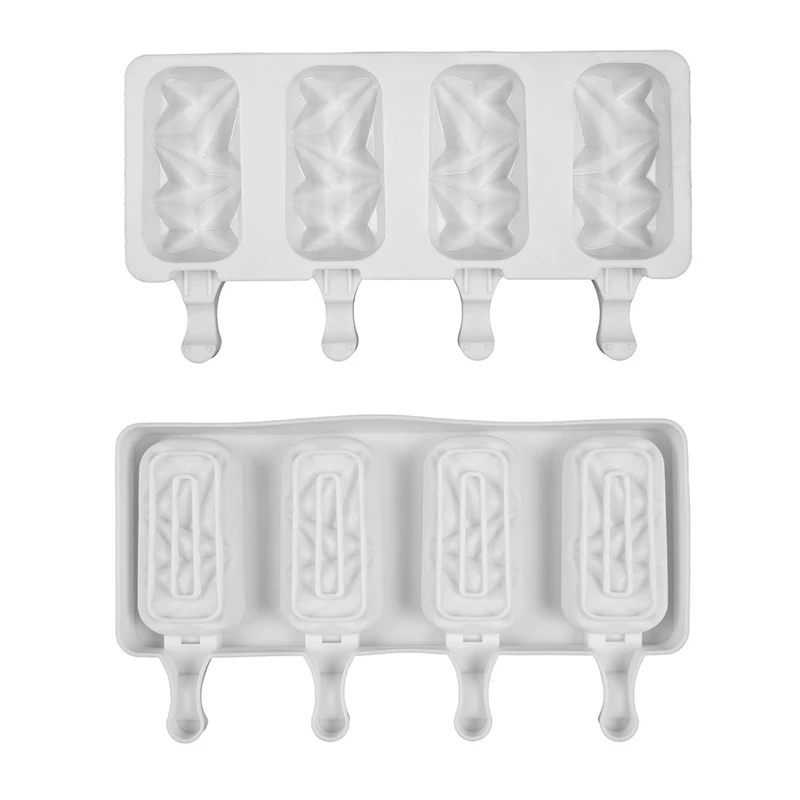 

4 Hole Diamond Ice Cream Silicone Mold Homemade Popsicle Molds Ice Tray Maker Mould DIY Popsicle Making Tool Kitchen Accessories