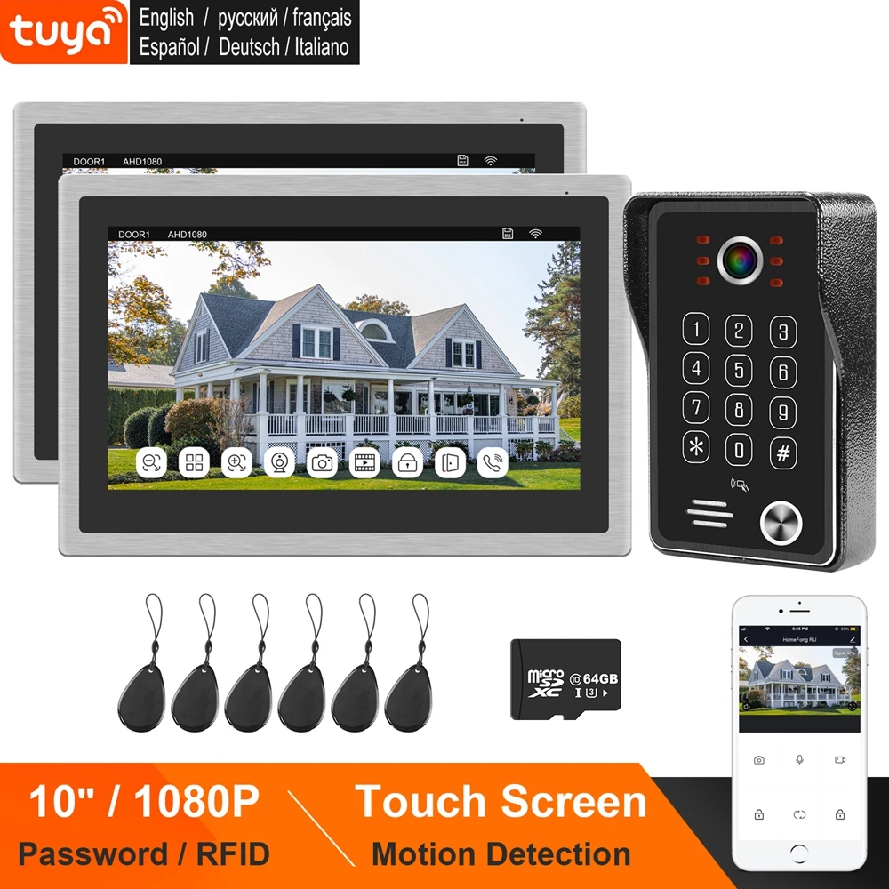 Homefong Ip Video Deurtelefoon Wifi 10 Inch Touch Screen Monitor Ondersteuning Smart Telefoon Real-Time Controle Home Video intercom Systeem
