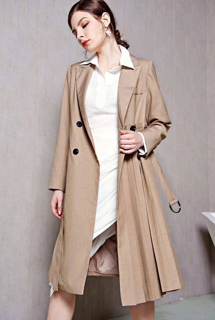 Getвесенний Женский Тренч с длинным рукавом двубортный женский ветровка