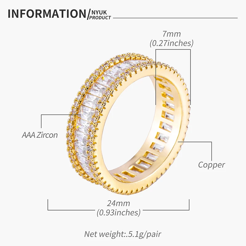 

New Hip Hop Square Zircon Ring for Men Women Fashion jewelry Personality Ring For Women/Men Popular jewelry