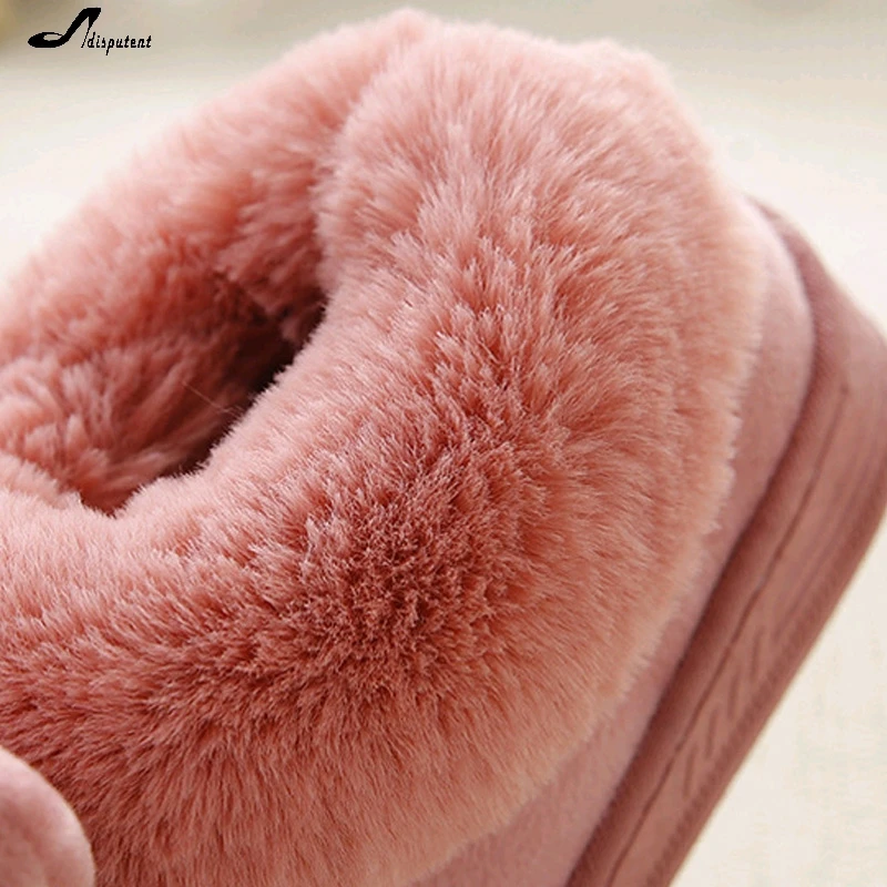 

Adisputent Rabbit Ears Women Home Slippers Cartoon Lovely Slip On Thick Soled Winter Warm House Shoes Ladies Girls Indoor Fur