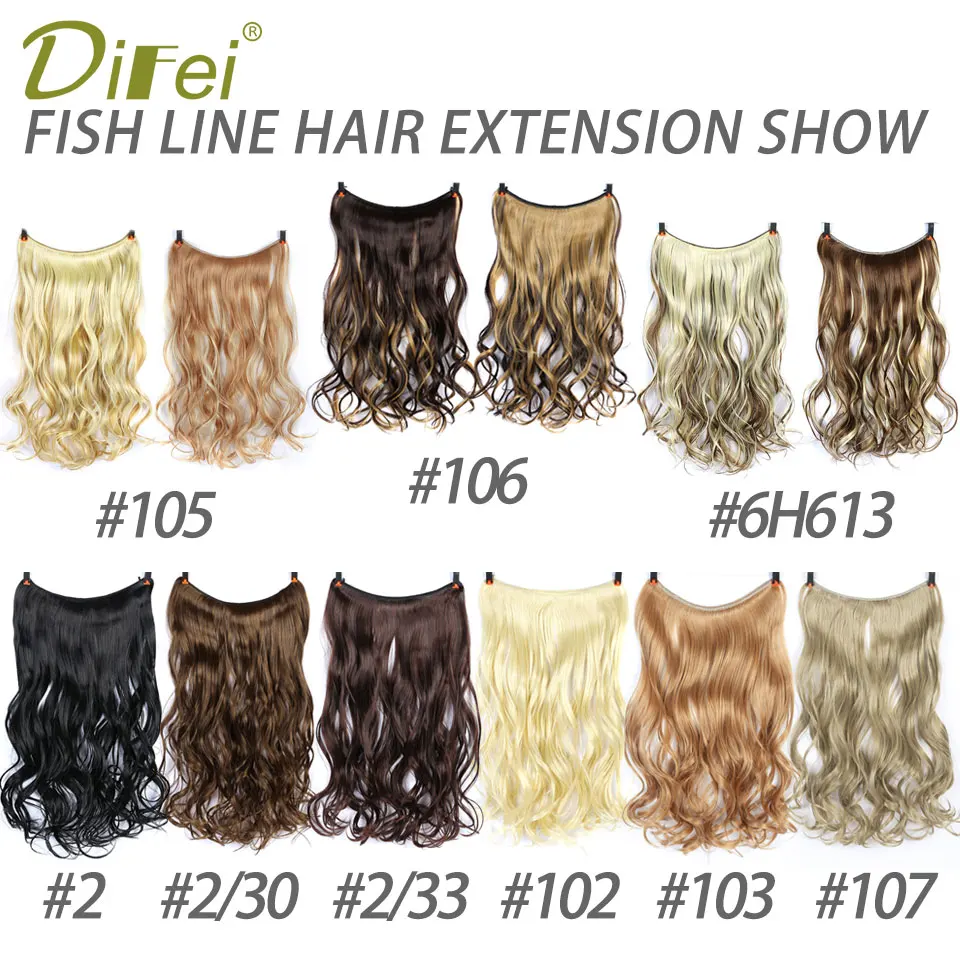 Накладные волосы DIFEI 22 дюйма длинные волнистые без зажима невидимые с леской
