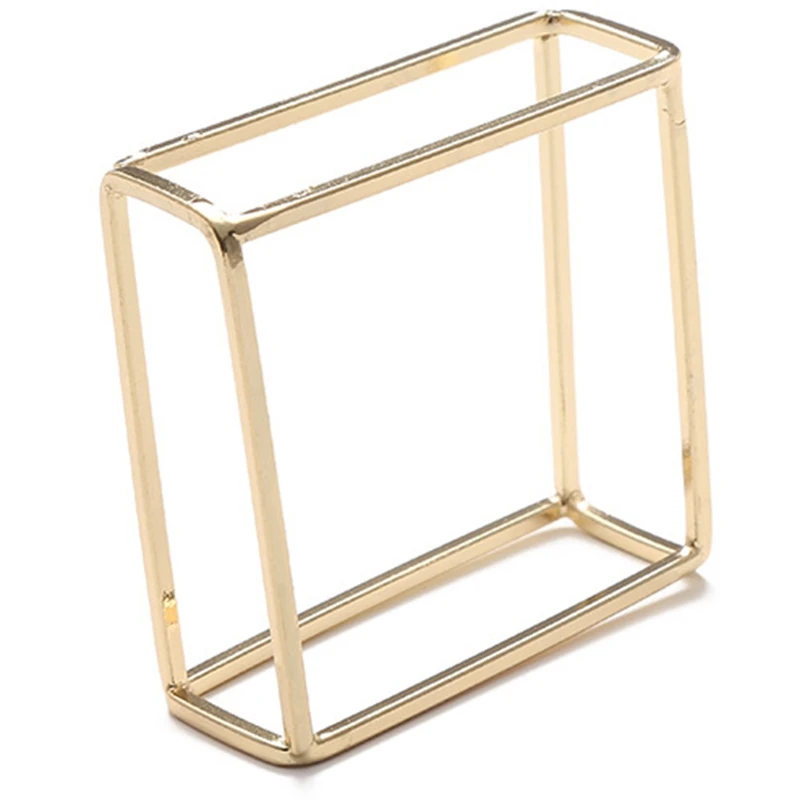 

10Pcs Creative European Hollow Square Napkin Ring Gold Napkin Buckle Wedding Hotel Set Table Decoration