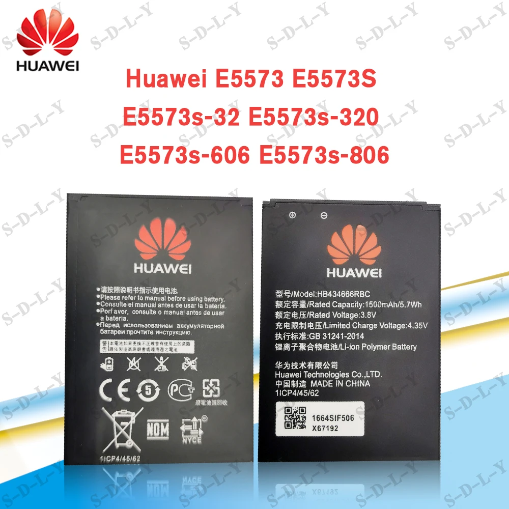 100 orginal hb434666rbc 1500mah battery for huawei router e5573 e5573s e5573s 32 e5573s 320 e5573s 606 e5573s 806 mobile phone free global shipping