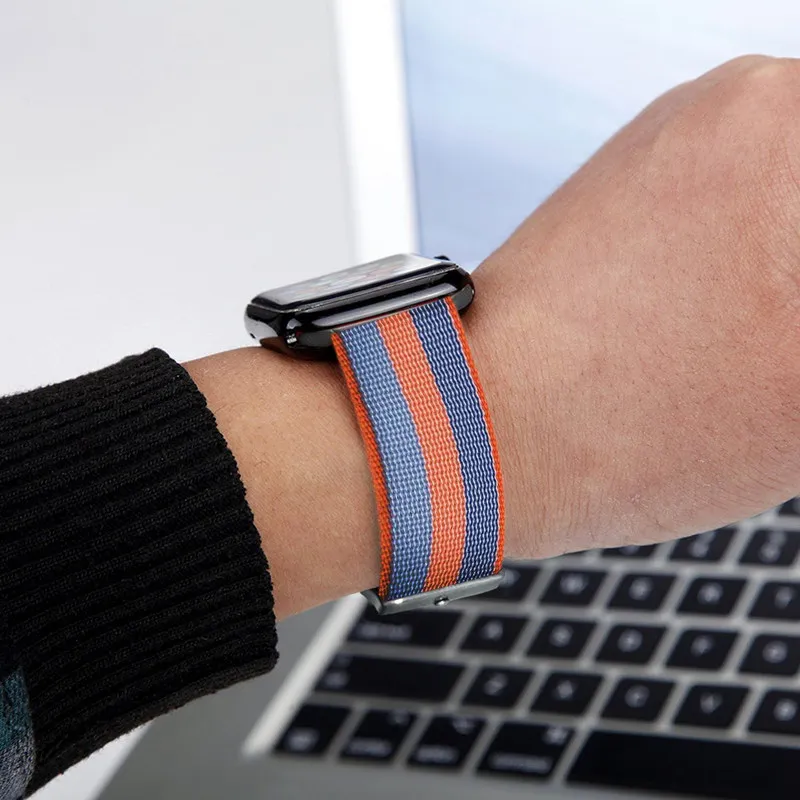 Нейлоновый ремешок для apple watch band 42 мм 38 мм iWatch 4 Band 44 мм 40 мм браслет ремень Спортивная петля ремешок для apple watch 4 3 2 1