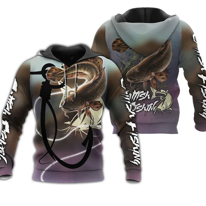 

Fashion Mens Hoodie Catfish Fishing 3D Full Printing Unisex Sweatshirt Harajuku Casual Jacket G-116