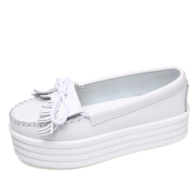 Женские туфли на плоской платформе черные Броги из мягкой кожи без застежки с