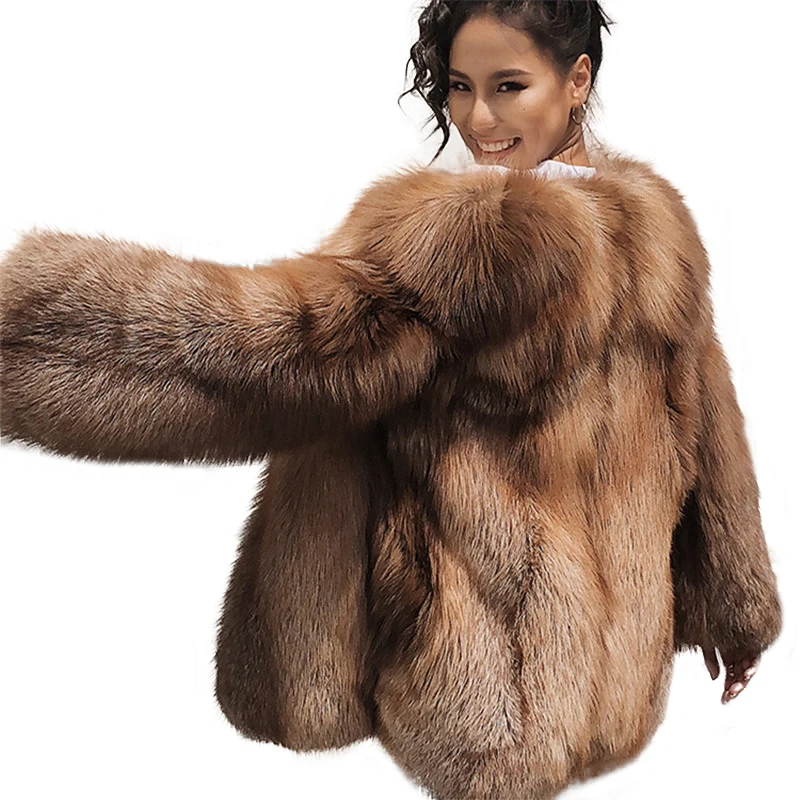 

Real Red Fox Fur Coat Female Whole Skin Genuine Fox Fur Overcoat Winter Warm Real Fur Coats Women